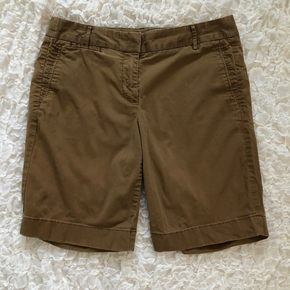 J Crew Stretch Brown Bermuda Chino Shorts